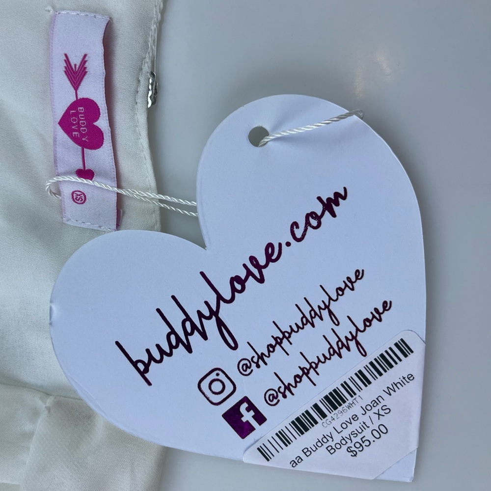 BuddyLove White Silver Stars Sequined Joan Surplice Neckline Bodysuit N263 - Picture 4 of 11